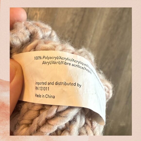 Gray & Light Pink Chunky Knit Beanie - Picture 2 of 2